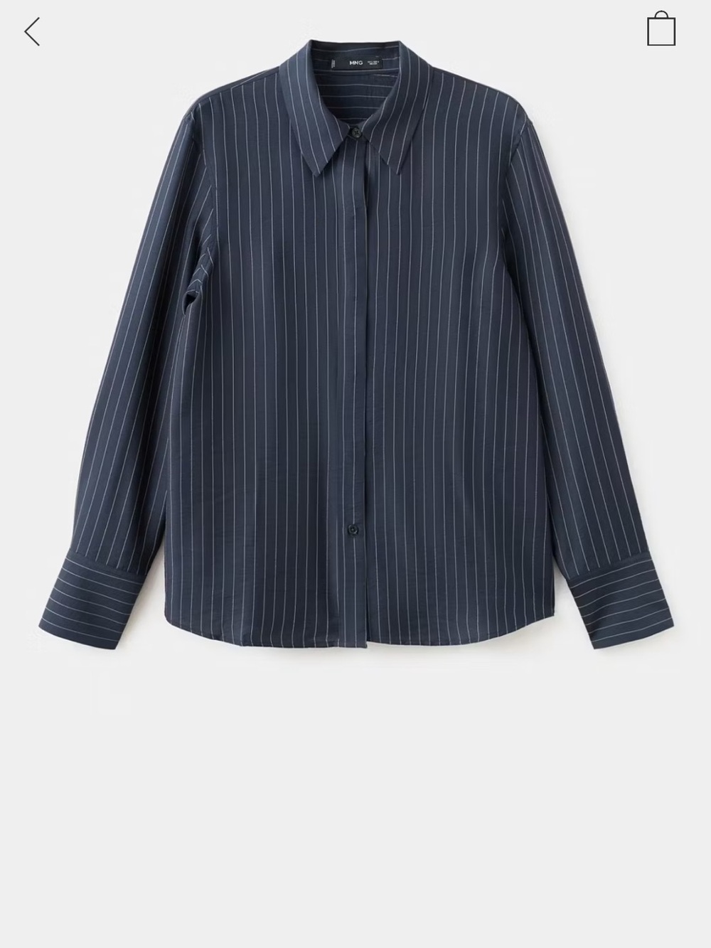 Mango Navy Pinstripe Button-Up Shirt